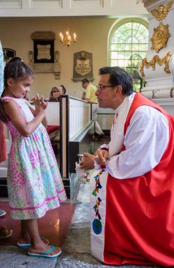 Young parishioners during communion