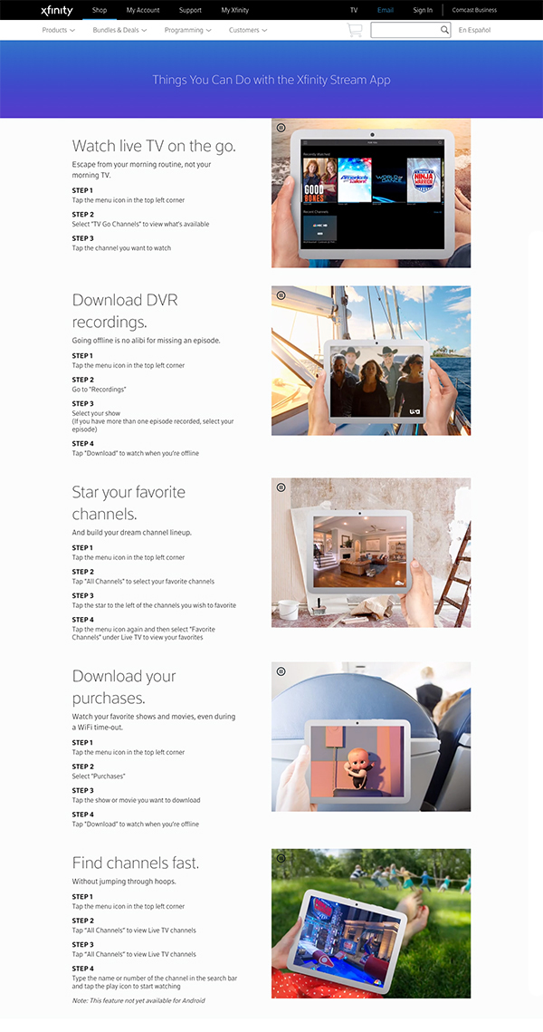Things you can do with the Xfinity Stream app