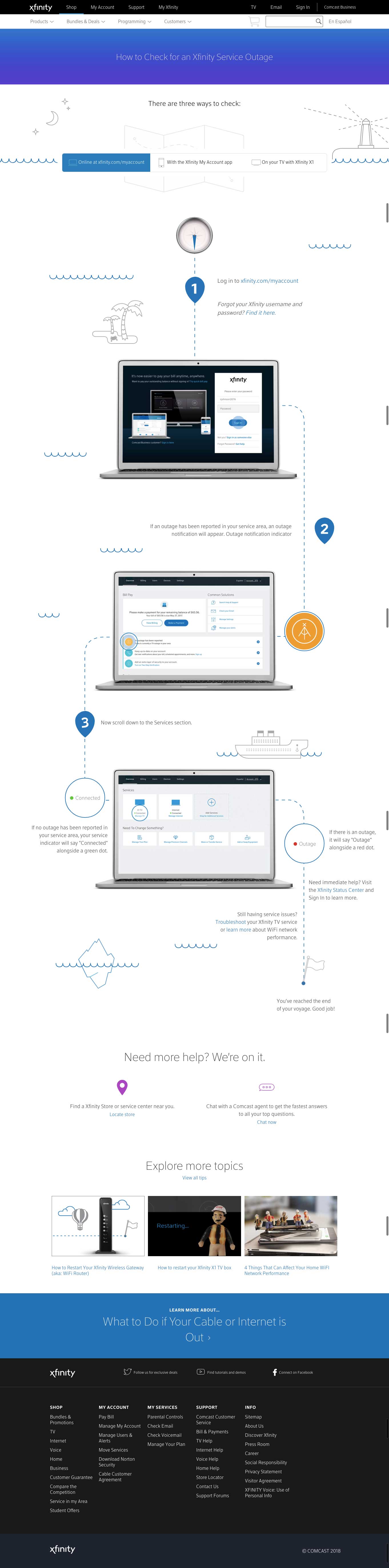 How to check for an Xfinity service outage