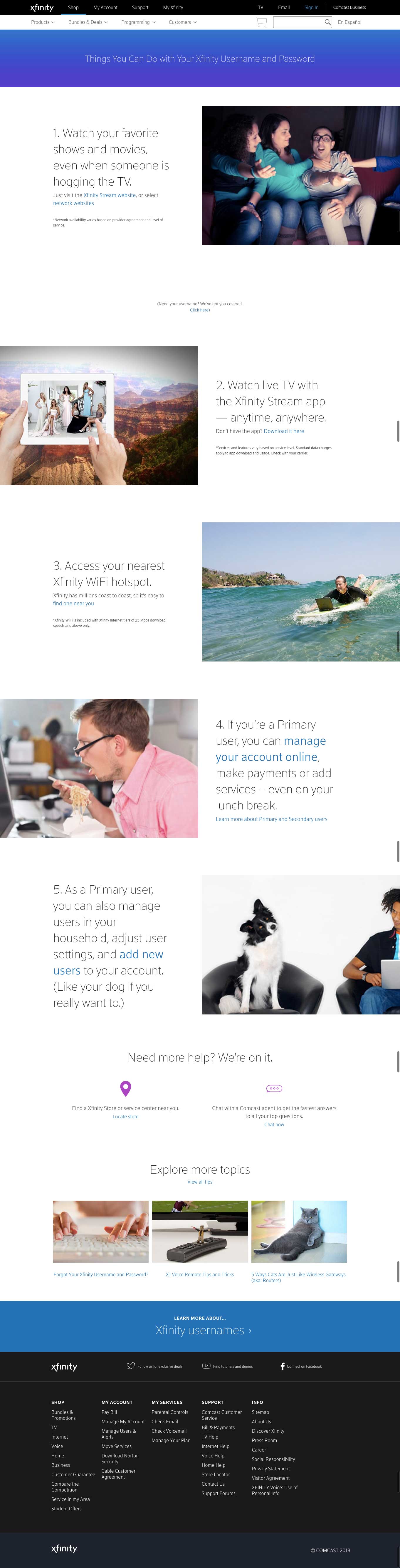 Things you can do with your Xfinity usearname and password