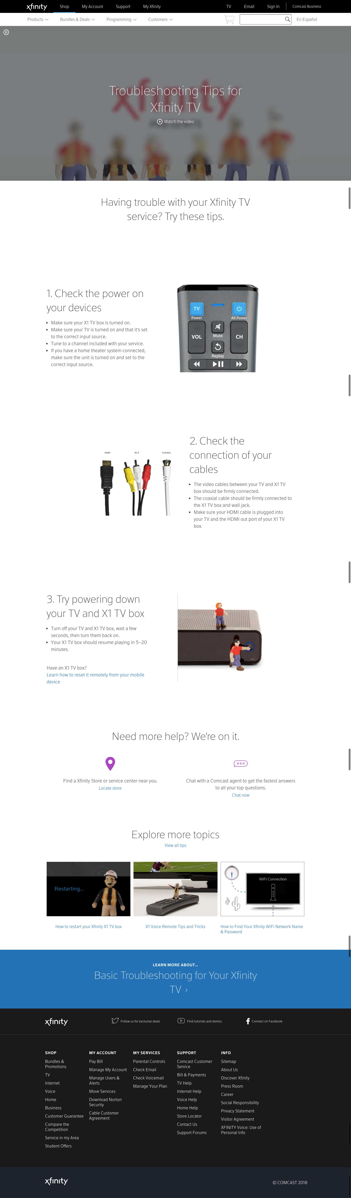 Troubleshooting tips for Xfinity TV